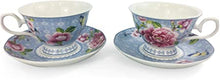 Load image into Gallery viewer, Cup and Saucer Set/Blue Floral Butterfly
