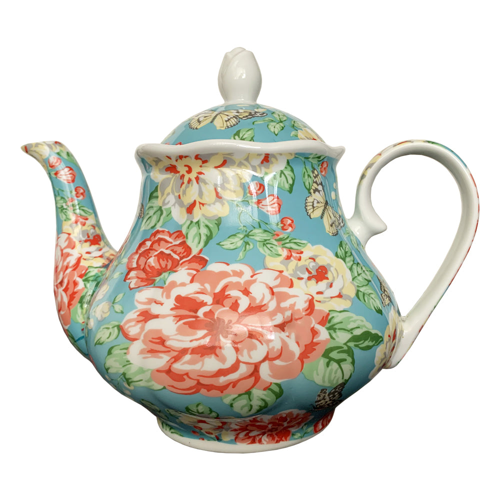 Teapot - Mint Floral Chintz