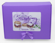 Load image into Gallery viewer, Gift Box with Bone China Rose Pattern Cup and Saucer, Scones, Shortbread and Tea
